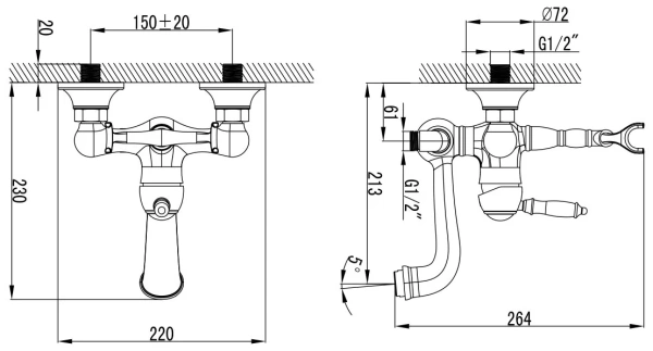 Смеситель для ванны и душа Lemark Villa (LM4812C)